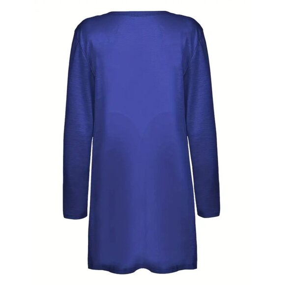 🌸3/$15🌸 Royal Blue Open Front Casual Knitwear Cardigan with Pocket XL - Picture 3 of 5